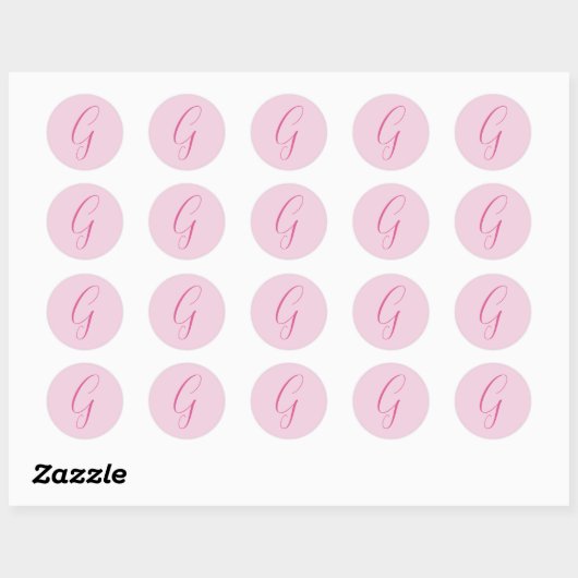 Initial Letter Monogram Light Pink Plain Chic ラウンドシール (シート)