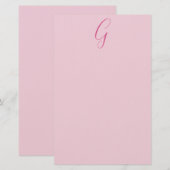 Initial Letter Monogram Light Pink Plain Chic 便箋 (正面/裏面)