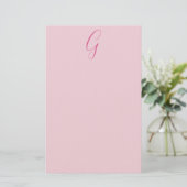 Initial Letter Monogram Light Pink Plain Chic 便箋 (スタンド正面)