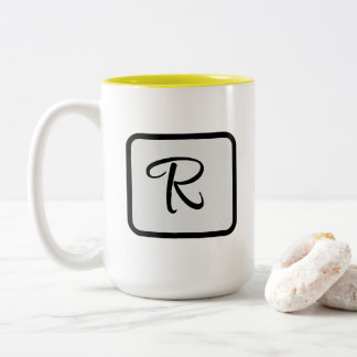 Initial Letter Monogram Logo Yellow coffee mug ツートーンマグカップ