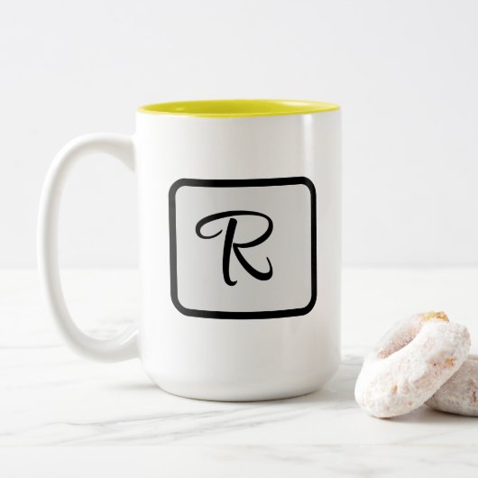 Initial Letter Monogram Logo Yellow coffee mug ツートーンマグカップ (ドーナツ)