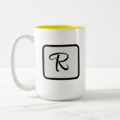Initial Letter Monogram Logo Yellow coffee mug ツートーンマグカップ (左)