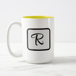 Initial Letter Monogram Logo Yellow coffee mug ツートーンマグカップ