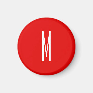 Initial Letter Monogram Modern Style Red White マグネット
