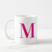 Initial Letter Monogram Modern Trendy Pink コーヒーマグカップ (左)