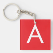 Initial Letter Monogram Red White Plain Modern キーホルダー (正面)
