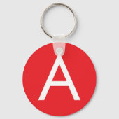 Initial Letter Monogram Red White Plain Modern キーホルダー (正面)