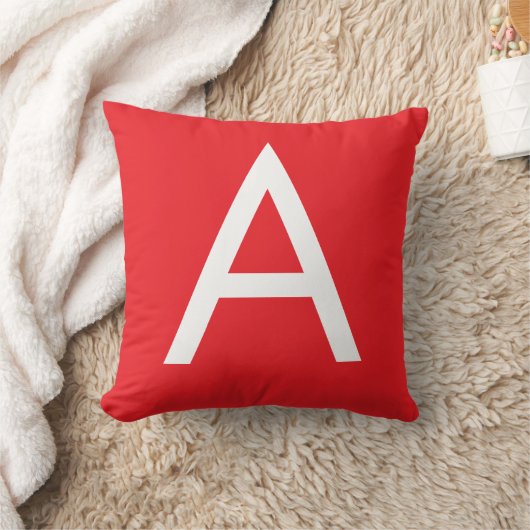 Initial Letter Monogram Red White Plain Modern クッション (ブランケット)