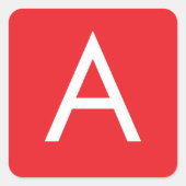 Initial Letter Monogram Red White Plain Modern スクエアシール (正面)