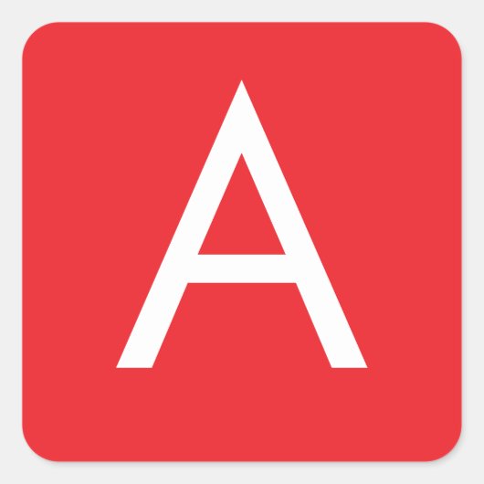 Initial Letter Monogram Red White Plain Modern スクエアシール (正面)