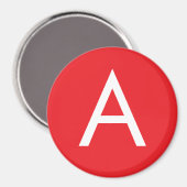 Initial Letter Monogram Red White Plain Modern マグネット (正面/裏面)