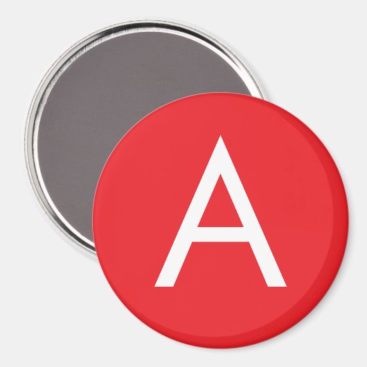 Initial Letter Monogram Red White Plain Modern マグネット (正面/裏面)