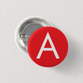 Initial Letter Monogram Red White Plain Modern 缶バッジ (正面&裏面)