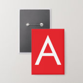 Initial Letter Monogram Red White Plain Modern 缶バッジ (正面/裏面)