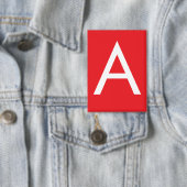 Initial Letter Monogram Red White Plain Modern 缶バッジ (インサイチュ)