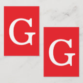 Initial Letter Monogram Red White Plain Simple エンクロージャーカード (正面/裏面)