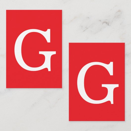 Initial Letter Monogram Red White Plain Simple エンクロージャーカード (正面/裏面)