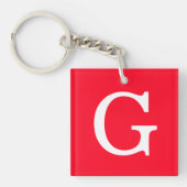 Initial Letter Monogram Red White Plain Simple キーホルダー (正面)
