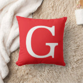 Initial Letter Monogram Red White Plain Simple クッション (ブランケット)