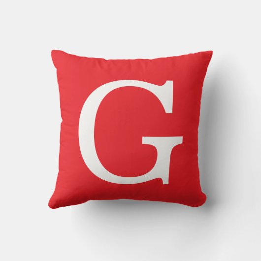Initial Letter Monogram Red White Plain Simple クッション (裏面)
