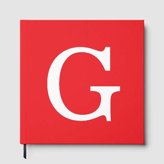 Initial Letter Monogram Red White Plain Simple ゲストブック (正面)