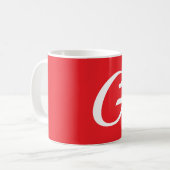 Initial Letter Monogram Red White Plain Simple コーヒーマグカップ (正面左)
