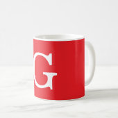 Initial Letter Monogram Red White Plain Simple コーヒーマグカップ (正面右)
