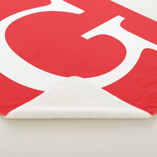 Initial Letter Monogram Red White Plain Simple シェルパブランケット (3/4)