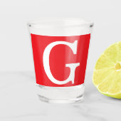 Initial Letter Monogram Red White Plain Simple ショットグラス (正面)