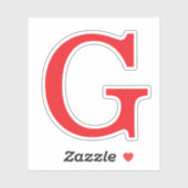 Initial Letter Monogram Red White Plain Simple シール (シート)