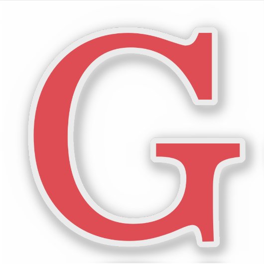 Initial Letter Monogram Red White Plain Simple シール (正面)