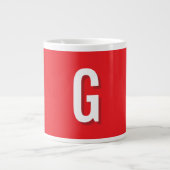 Initial Letter Monogram Red White Plain Simple ジャンボコーヒーマグカップ (正面)
