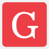 Initial Letter Monogram Red White Plain Simple スクエアシール (正面)