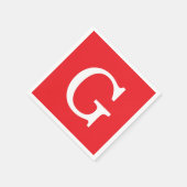 Initial Letter Monogram Red White Plain Simple スタンダードカクテルナプキン (角)