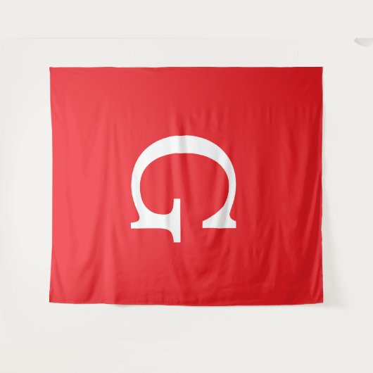 Initial Letter Monogram Red White Plain Simple タペストリー (正面(横))