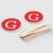 Initial Letter Monogram Red White Plain Simple ハンドファン (組立なし)