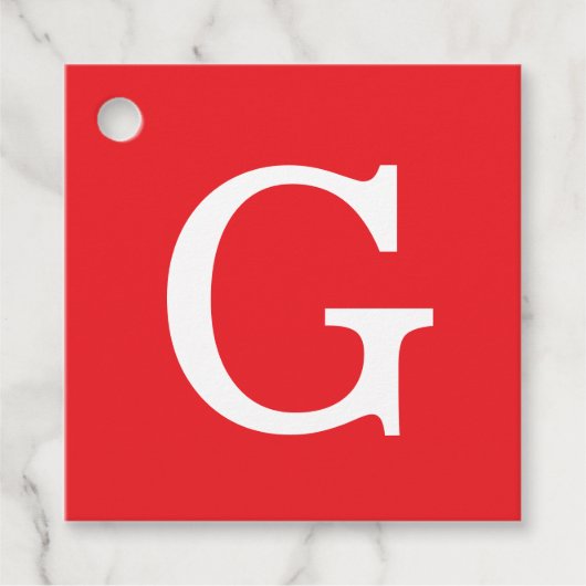 Initial Letter Monogram Red White Plain Simple フェイバータグ (正面)