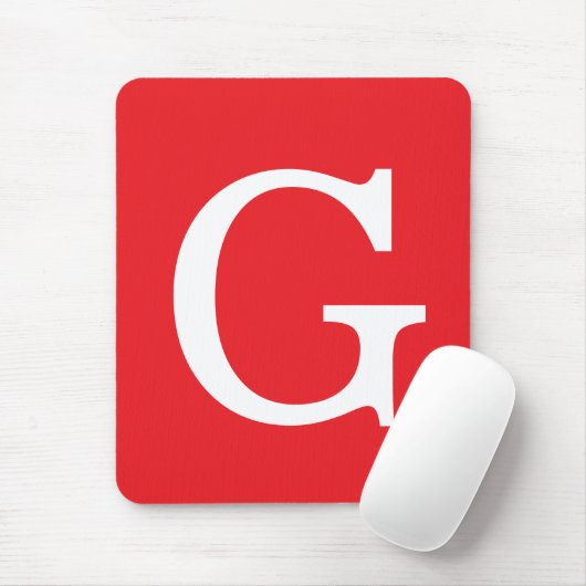 Initial Letter Monogram Red White Plain Simple マウスパッド (マウス)