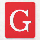 Initial Letter Monogram Red White Plain Simple マウスパッド (正面)