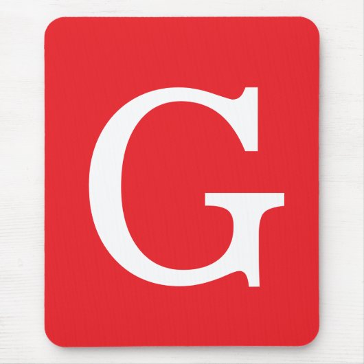 Initial Letter Monogram Red White Plain Simple マウスパッド (正面)