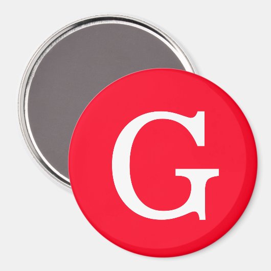 Initial Letter Monogram Red White Plain Simple マグネット (正面/裏面)