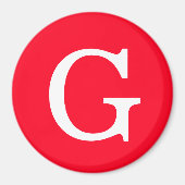 Initial Letter Monogram Red White Plain Simple マグネット (正面)