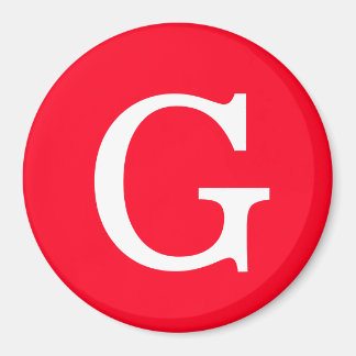 Initial Letter Monogram Red White Plain Simple マグネット