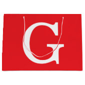 Initial Letter Monogram Red White Plain Simple ラージペーパーバッグ (正面)