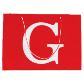 Initial Letter Monogram Red White Plain Simple ラージペーパーバッグ (裏面)