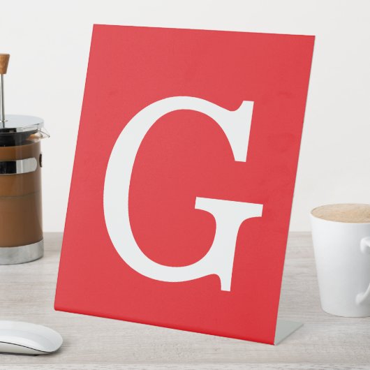 Initial Letter Monogram Red White Plain Simple 台座サイン (インサイチュ)