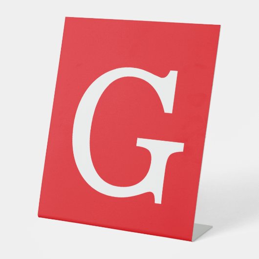 Initial Letter Monogram Red White Plain Simple 台座サイン (正面)