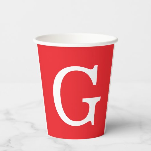 Initial Letter Monogram Red White Plain Simple 紙コップ (裏面)