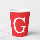 Initial Letter Monogram Red White Plain Simple 紙コップ (正面)