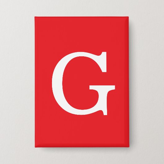 Initial Letter Monogram Red White Plain Simple 缶バッジ (正面)